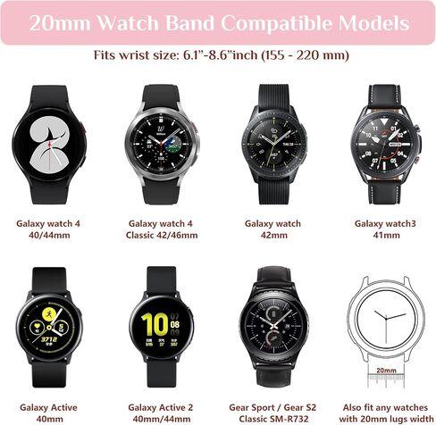سوار Goton Bling من السيليكون لساعة Samsung Galaxy Watch 6 Band 40mm 44mm/Galaxy Watch 6 Classic Band 43mm 47mm/Galaxy Watch 5 & 4 Band 40mm 44mm، 20mm ملحقات سوار معصم نسائي لامع in Kuwait