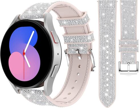 سوار Goton Bling من السيليكون لساعة Samsung Galaxy Watch 6 Band 40mm 44mm/Galaxy Watch 6 Classic Band 43mm 47mm/Galaxy Watch 5 & 4 Band 40mm 44mm، 20mm ملحقات سوار معصم نسائي لامع in Kuwait