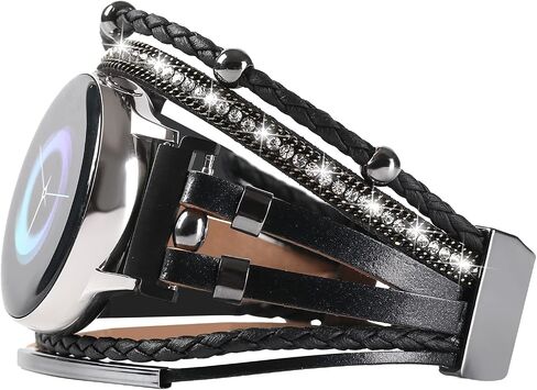 Posh Leather Bands Compatible with Samsung Galaxy Watch 7 6 5 4 40mm 44mm/Watch 6 4 Classic Band 42mm 46mm 43mm 47mm/Galaxy Watch 5 Pro Band 45mm/Active 2, 20mm Boho Bracelet Handmade Strap for Women in Saudi Arabia