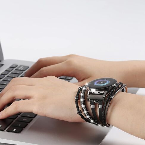 Posh Leather Bands Compatible with Samsung Galaxy Watch 7 6 5 4 40mm 44mm/Watch 6 4 Classic Band 42mm 46mm 43mm 47mm/Galaxy Watch 5 Pro Band 45mm/Active 2, 20mm Boho Bracelet Handmade Strap for Women in Saudi Arabia