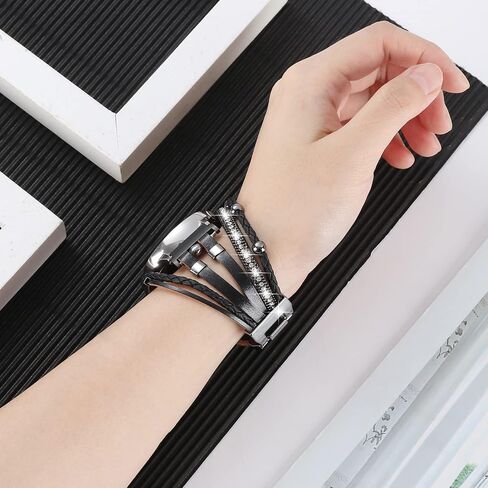 Posh Leather Bands Compatible with Samsung Galaxy Watch 7 6 5 4 40mm 44mm/Watch 6 4 Classic Band 42mm 46mm 43mm 47mm/Galaxy Watch 5 Pro Band 45mm/Active 2, 20mm Boho Bracelet Handmade Strap for Women in Saudi Arabia