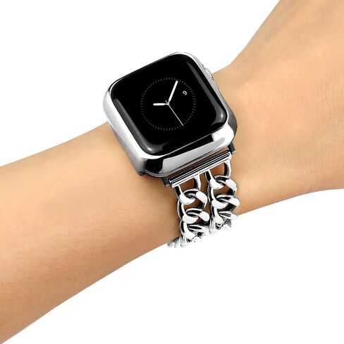 JR.DM أساور ساعة ذهبية للنساء متوافقة مع سوار ساعة Apple 38 مم 40 مم 41 مم حزام معدني قابل للتعديل كاوبوي سلسلة فولاذية لسلسلة iWatch 9/8/7/6/5/4/3/2/1/SE/Ultra (بدون حافظة) ) in Kuwait