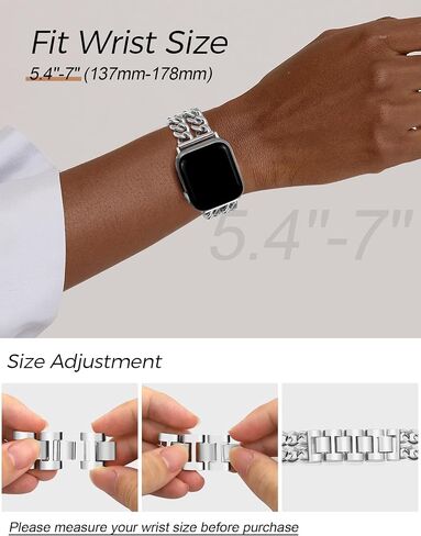 JR.DM أساور ساعة ذهبية للنساء متوافقة مع سوار ساعة Apple 38 مم 40 مم 41 مم حزام معدني قابل للتعديل كاوبوي سلسلة فولاذية لسلسلة iWatch 9/8/7/6/5/4/3/2/1/SE/Ultra (بدون حافظة) ) in Kuwait