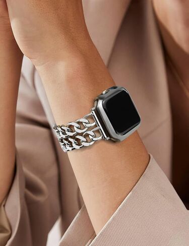 JR.DM أساور ساعة ذهبية للنساء متوافقة مع سوار ساعة Apple 38 مم 40 مم 41 مم حزام معدني قابل للتعديل كاوبوي سلسلة فولاذية لسلسلة iWatch 9/8/7/6/5/4/3/2/1/SE/Ultra (بدون حافظة) ) in Kuwait
