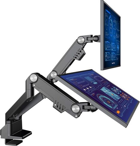 AVLT Dual 17"-35" Monitor Arm Desk Mount fits Two Flat/Curved Monitor Full Motion Height Swivel Tilt Rotation Adjustable Monitor Arm - VESA/C-Clamp/Grommet/Cable Management in Saudi Arabia
