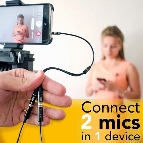 باور دي وايز مقسم ميكروفون وميكروفون على شكل حرف Y - مقسم ميكروفون TRRS - 2 مقسم ميكروفون - مقسم على شكل حرف Y - كيبل مقسم اشارة الصوت على شكل حرف Y لميكروفون لافالير in Kuwait