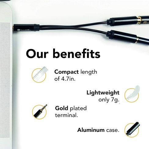 باور دي وايز مقسم ميكروفون وميكروفون على شكل حرف Y - مقسم ميكروفون TRRS - 2 مقسم ميكروفون - مقسم على شكل حرف Y - كيبل مقسم اشارة الصوت على شكل حرف Y لميكروفون لافالير in Kuwait