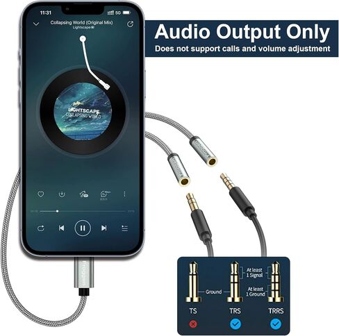 Froggen Lightning إلى 3.5 ملم 2 محول مقبس سماعة الرأس، متوافق مع iPhone in Kuwait