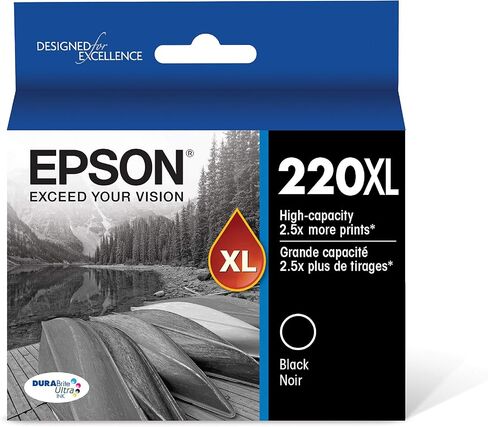 حزمة كومبو خرطوشة حبر ديورابرايت ألترا من EPSON T220 ذات سعة عالية باللون الأسود والقياسي (T220XL-BCS) لاختيار طابعات Epson Expression and WorkForce in Kuwait