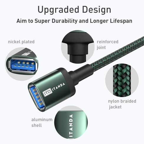 ITD ITANDA 10FT USB Extension Cable USB 3.0 Extension Cord Type A Male to Female5Gbps Data Transfer for Keyboard, Mouse, Playstation, Xbox, Flash Drive, Printer, Camera and More in Saudi Arabia