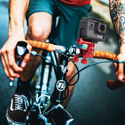 HSU Bike Handlebar Mount for GoPro, 360° Rotation Seat Post, 0.6"-1.3" | Go Pro Motorcycle Mount Compatible with Hero 13/12/11/10/9, DJI Osmo Action AKASO and Other Action Cameras (Black) in Saudi Arabia