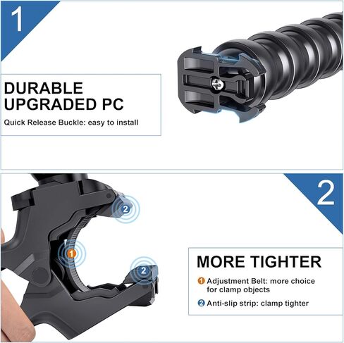 كوبتون حامل بمشبك مرن 19 قسم 17.8 انش قابل للتعديل لكاميرا جو برو 11،10، 9، 8، 7، 6، 5، 4، 3+، 3 سيشن، ماكس، فيوجن، اكاسو، دي جيه اي اوسمو in Kuwait