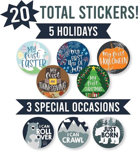 20 Monthly Baby Milestone Stickers Boy - Adventure Baby Monthly Milestone Stickers for Baby Boy, Milestone Baby Monthly Stickers, Baby Month Stickers for Baby Photo Props, Monthly Baby Stickers Boy in Saudi Arabia