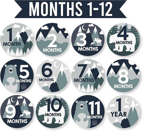 20 Monthly Baby Milestone Stickers Boy - Adventure Baby Monthly Milestone Stickers for Baby Boy, Milestone Baby Monthly Stickers, Baby Month Stickers for Baby Photo Props, Monthly Baby Stickers Boy in Saudi Arabia