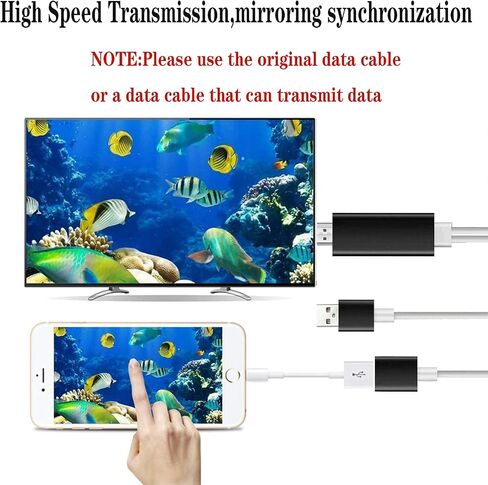 VAKABOX HD USB to HDMI Digital AV Adapter Cable Plug and Play Miracast AirPlay Mirroring HDTV Adapter Compatible with iPhone 12/11/XR XS/8/8Plus, 7/7S/6/6S, Android 5.0 or Higher Smartphones, Tablets in Saudi Arabia