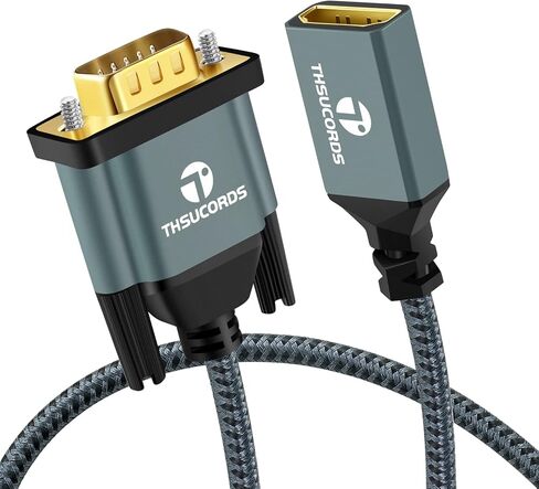 Thsucords HDMI to VGA Adapter Cable 1FT, Nylon Braided HDMI Female to VGA Male Extension Extender Support 720P/1080P PC Computer Desktop Laptop Monitor HDTV Projector in Kuwait