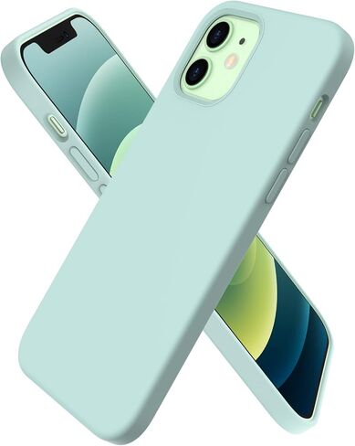 ORNARTO متوافق مع حافظة iPhone 12 Mini، سيليكون سائل نحيف 3 طبقات مغطاة بالكامل بمطاط جل ناعم مع غطاء حافظة من الألياف الدقيقة مقاس 5.4 بوصة - أزرق داكن in Kuwait