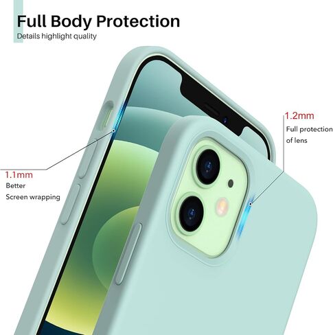 ORNARTO متوافق مع حافظة iPhone 12 Mini، سيليكون سائل نحيف 3 طبقات مغطاة بالكامل بمطاط جل ناعم مع غطاء حافظة من الألياف الدقيقة مقاس 5.4 بوصة - أزرق داكن in Kuwait