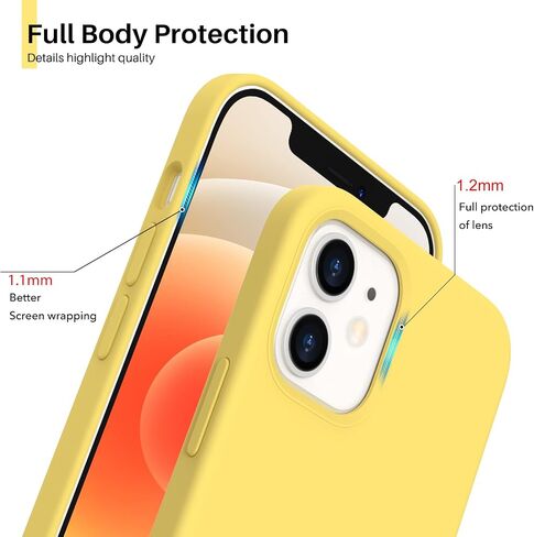 ORNARTO متوافق مع حافظة iPhone 12 Mini، سيليكون سائل نحيف 3 طبقات مغطاة بالكامل بمطاط جل ناعم مع غطاء حافظة من الألياف الدقيقة مقاس 5.4 بوصة - أزرق داكن in Kuwait