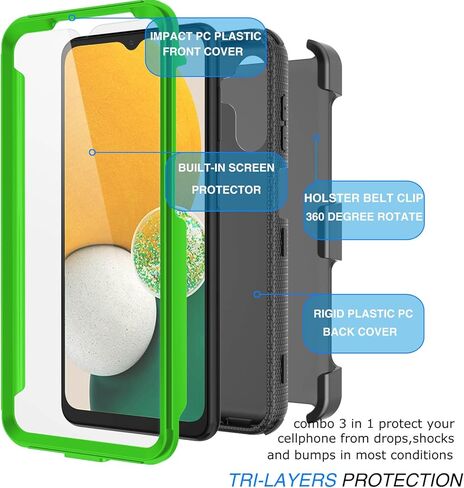 حافظة Galaxy A13 5G، مشبك حافظة لهاتف Galaxy A13 5G، Tekcoo [Tshell] ممتص للصدمات [شاشة مدمجة] [حزام قفل بمسند] غطاء حماية كامل للجسم لهاتف Samsung A13 5G أسود in Kuwait