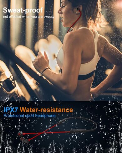 NANAMI Bluetooth Headphones Wireless Earbuds Sports Magnetic Neckband Wireless Headsets, HiFi Stereo Deep Bass Bluetooth 5.0 Earphones IPX7 Waterproof with Mic for Gym Workout Running 15h Playtime in Kuwait