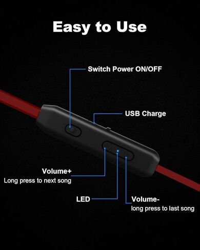 NANAMI Bluetooth Headphones Wireless Earbuds Sports Magnetic Neckband Wireless Headsets, HiFi Stereo Deep Bass Bluetooth 5.0 Earphones IPX7 Waterproof with Mic for Gym Workout Running 15h Playtime in Kuwait