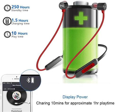 NANAMI Bluetooth Headphones Wireless Earbuds Sports Magnetic Neckband Wireless Headsets, HiFi Stereo Deep Bass Bluetooth 5.0 Earphones IPX7 Waterproof with Mic for Gym Workout Running 15h Playtime in Kuwait