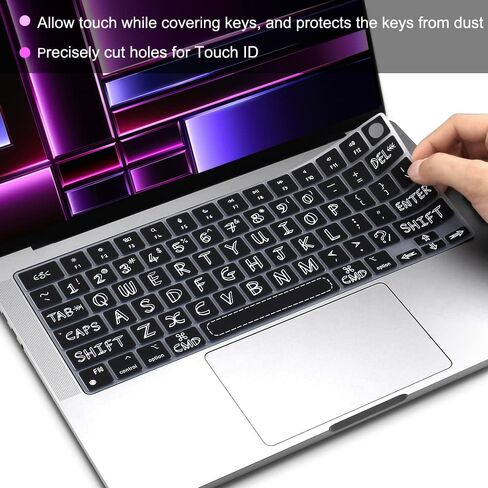 غطاء لوحة مفاتيح سيليكون رفيع للغاية لجهاز MacBook Pro 14 & 16 بوصة طراز A2442 و A2485 M1 Max/Pro Chip مع Touch ID 2021 إصدار الولايات المتحدة ملحقات حامي لوحة المفاتيح (أسود) in Kuwait