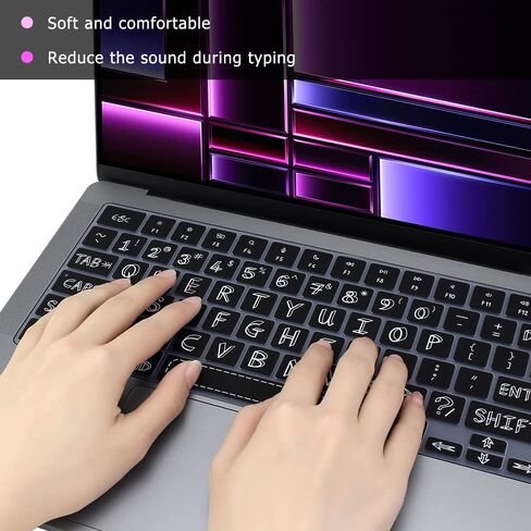 غطاء لوحة مفاتيح سيليكون رفيع للغاية لجهاز MacBook Pro 14 & 16 بوصة طراز A2442 و A2485 M1 Max/Pro Chip مع Touch ID 2021 إصدار الولايات المتحدة ملحقات حامي لوحة المفاتيح (أسود) in Kuwait