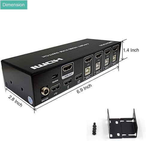 Linovision LINOVISION 4 منافذ KVM سويتش HDMI 4K مزود بمحور USB2.0، باستخدام مجموعة واحدة من شاشة HDMI ولوحة المفاتيح والفأر للتحكم في 4 مشغلات PC/DVR/NVR/PS3/PS4 in Saudi Arabia