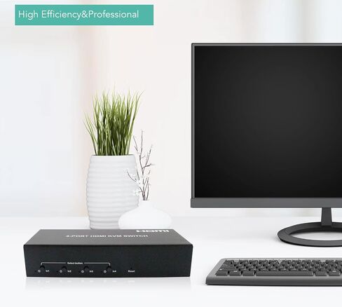 Linovision LINOVISION 4 منافذ KVM سويتش HDMI 4K مزود بمحور USB2.0، باستخدام مجموعة واحدة من شاشة HDMI ولوحة المفاتيح والفأر للتحكم في 4 مشغلات PC/DVR/NVR/PS3/PS4 in Saudi Arabia