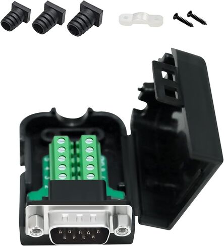DTech DB9 Breakout Connector DB-9 Male RS232 Serial Adapter Solderless Module Board with Screw Terminals Block, Case, Long Bolts and Tail Pipes (DB9 Male + Long Bolts) in Saudi Arabia