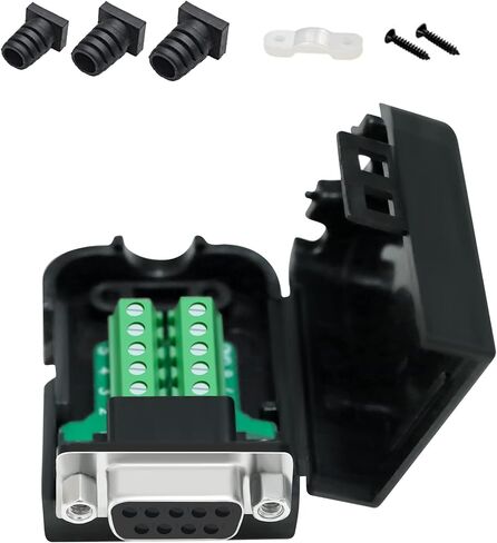 DTech DB9 Breakout Connector DB-9 Male RS232 Serial Adapter Solderless Module Board with Screw Terminals Block, Case, Long Bolts and Tail Pipes (DB9 Male + Long Bolts) in Kuwait