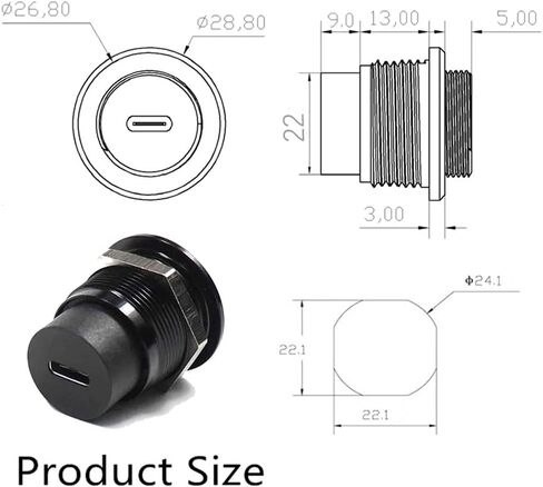 PENGLIN 2PCS USB 3.1 Type C Panel Mount Coupler, D-Type USB C Connector | Support Charging & Data Sync,Universal D-Type Panel Mount,Plug And Play Operation,For Industrial & AV Projects in Kuwait