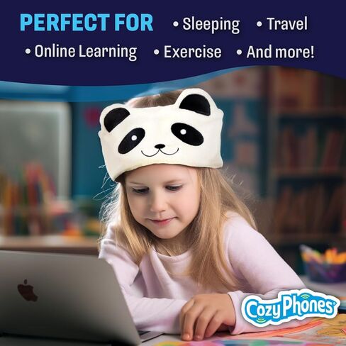 CozyPhones Over The Ear Headband Headphones - Kids Headphones Volume Limited with Thin Speakers & Super Soft Stretchy Headband - Pink Kitty in Kuwait