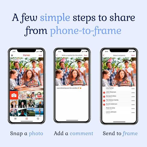 إطار Canary HD الذكي: إطار صورة رقمي 10.1 بوصة مع WiFi وشاشة تعمل باللمس ومشاركة تطبيق Frameo - إطار أبيض وأسود - تأثير خشبي - هدية سهلة الاستخدام للآباء والأجداد in Kuwait