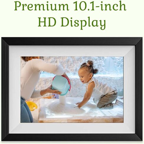إطار Canary HD الذكي: إطار صورة رقمي 10.1 بوصة مع WiFi وشاشة تعمل باللمس ومشاركة تطبيق Frameo - إطار أبيض وأسود - تأثير خشبي - هدية سهلة الاستخدام للآباء والأجداد in Kuwait