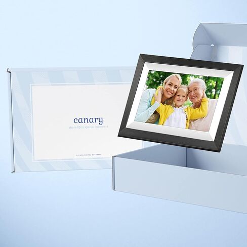 إطار Canary HD الذكي: إطار صورة رقمي 10.1 بوصة مع WiFi وشاشة تعمل باللمس ومشاركة تطبيق Frameo - إطار أبيض وأسود - تأثير خشبي - هدية سهلة الاستخدام للآباء والأجداد in Kuwait