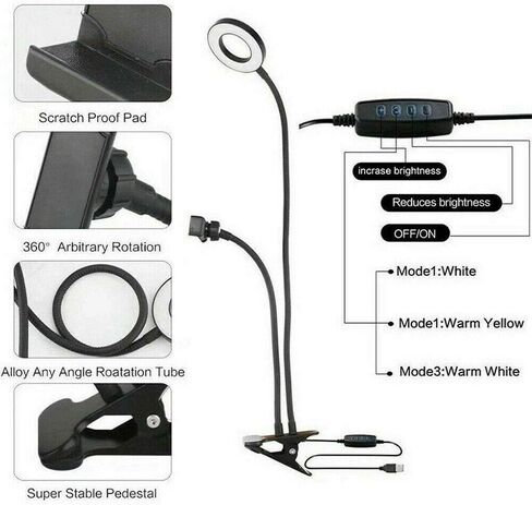 مصباح حلقة سيلفي العالمية مع حامل للهاتف المحمول المرن كسول مصباح LED LED لمطبخ مكتب مباشر in Saudi Arabia
