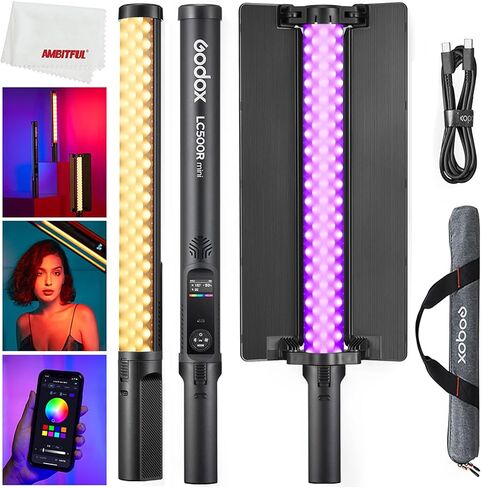Godox LC500R Mini RGB LED عصا إضاءة قابلة للتعديل 360 درجة بالألوان الكاملة مع Barndoor in Kuwait