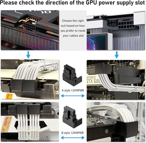 SYBECHATF RTX 4090 4080 4070TI 3090TI 16Pin(12+4) to 4x8Pin Cable with 90 Degree 12VHPWR Connector, PCI-E 5.0 Sleeved Extension Cable,14inch with Cable Combs (16AWG/Black)… in Kuwait