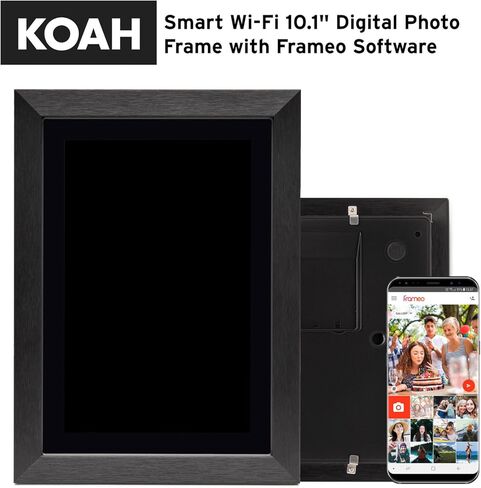 إطار صور رقمي Koah Smart WiFi مقاس 10.1 بوصة مع مساحة تخزين FRAMEO سعة 8 جيجابايت (خشب أسود) مع بطاقة ذاكرة UHS-I microSDHC بسعة 32 جيجابايت مع محول SD (عنصران) in Kuwait