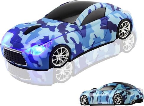 elec Space Wireless Mouse, Cool Car-Shape Wireless Mouse with LED Headlights, 2.4G Unique Car Mouse for Kids with USB Receiver, 1600 DPI Cute Gaming Mouse for Laptop PC Computer-White in Kuwait