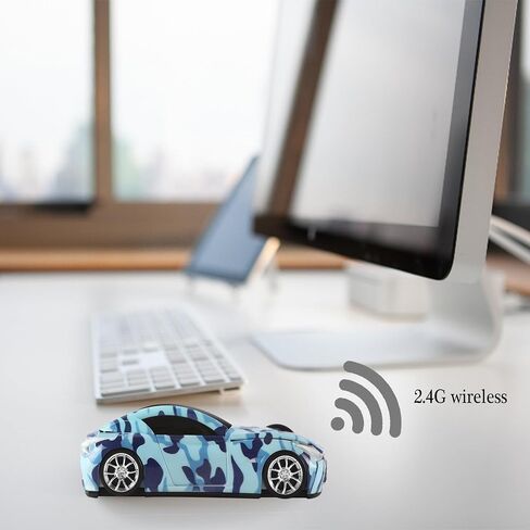 elec Space Wireless Mouse, Cool Car-Shape Wireless Mouse with LED Headlights, 2.4G Unique Car Mouse for Kids with USB Receiver, 1600 DPI Cute Gaming Mouse for Laptop PC Computer-White in Kuwait
