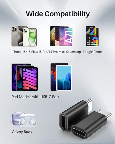 NZGEY for Lightning Female to USB C Male Adapter 2 Pack,Support 27W PD Fast Charging & Transfer Data, USB C to Lightning Adapter for iPhone 15 Pro Max Plus,Samsung (Not for Audio/OTG),Black+Blue in Saudi Arabia