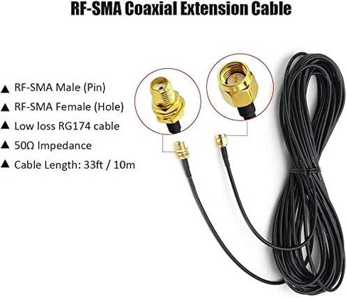 CORONIR 2 حزمة 33ft SMA تمديد كابل SMA ذكر إلى SMA أنثى RF موصل محول واي فاي هوائي تمديد كابل in Kuwait
