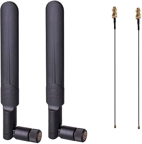 HUACAM HCM82 2X 8dBi 2.4 جيجاهيرتز 5 جيجاهيرتز 5. 8GHz، شبكة لاسلكية RP SMA ذكر Antenna+2x15 سم يو FL/IPEX إلى كبل صفير أنثى RP SMA in Kuwait