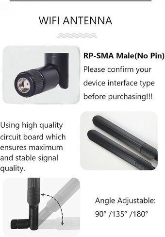 HUACAM HCM82 2X 8dBi 2.4 جيجاهيرتز 5 جيجاهيرتز 5. 8GHz، شبكة لاسلكية RP SMA ذكر Antenna+2x15 سم يو FL/IPEX إلى كبل صفير أنثى RP SMA in Kuwait