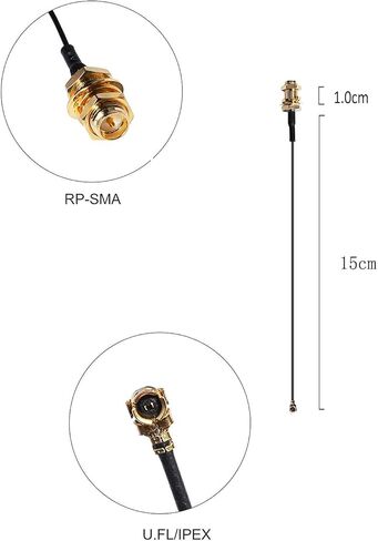 HUACAM HCM82 2X 8dBi 2.4 جيجاهيرتز 5 جيجاهيرتز 5. 8GHz، شبكة لاسلكية RP SMA ذكر Antenna+2x15 سم يو FL/IPEX إلى كبل صفير أنثى RP SMA in Kuwait