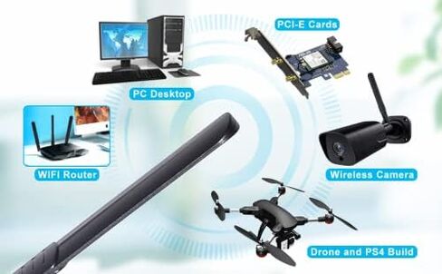 HUACAM HCM82 2X 8dBi 2.4 جيجاهيرتز 5 جيجاهيرتز 5. 8GHz، شبكة لاسلكية RP SMA ذكر Antenna+2x15 سم يو FL/IPEX إلى كبل صفير أنثى RP SMA in Kuwait